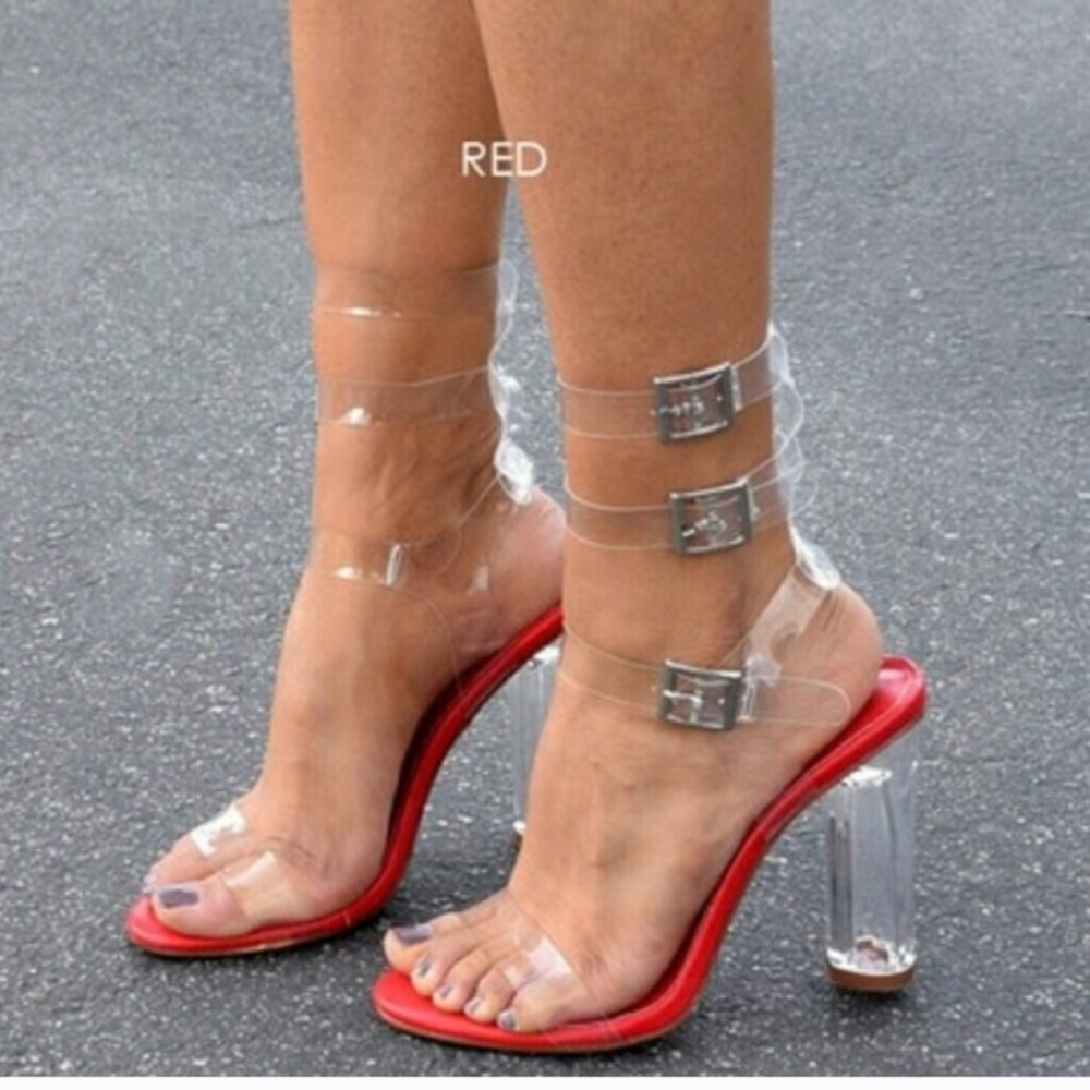 red and clear shoe
